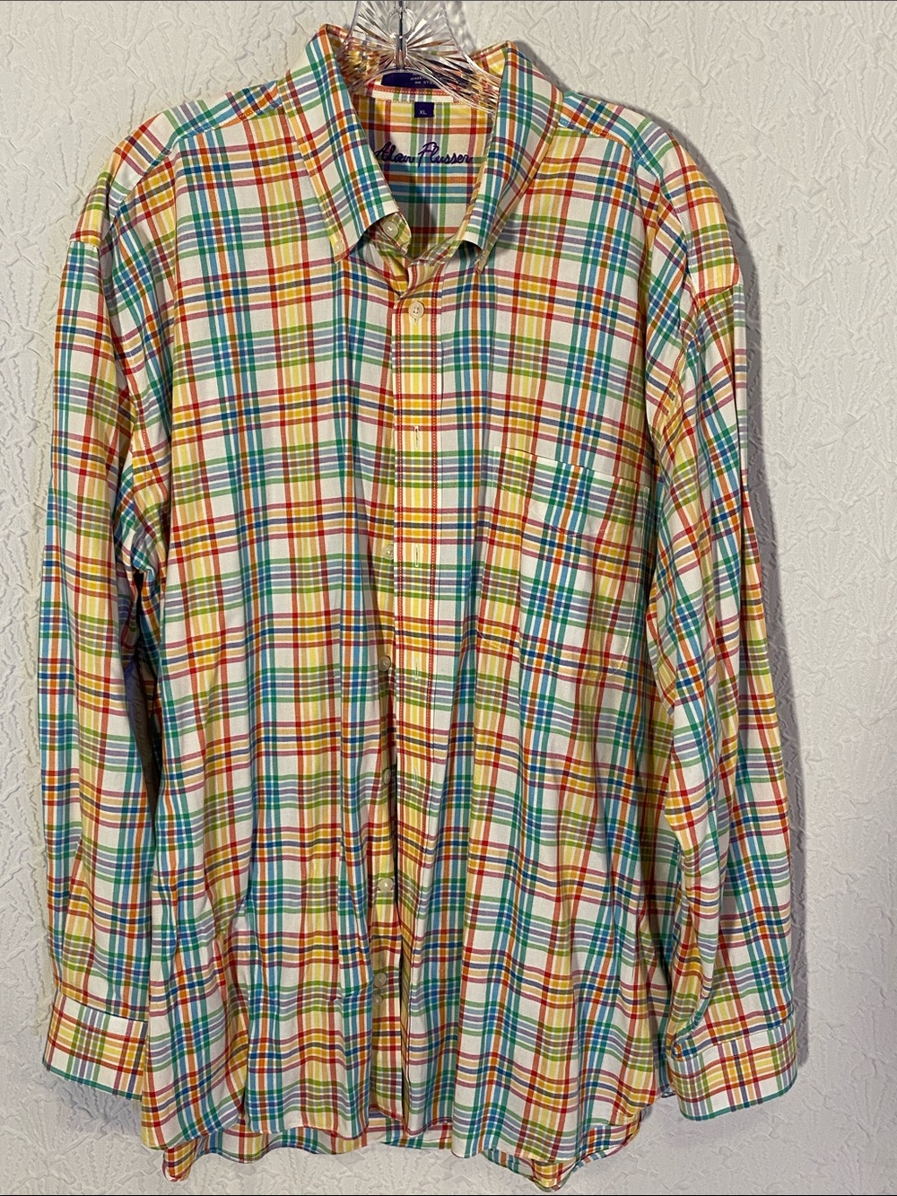 Alan Flusser Bright Plaid Button-Down Shirt - Yellow, Green, Blue, Red